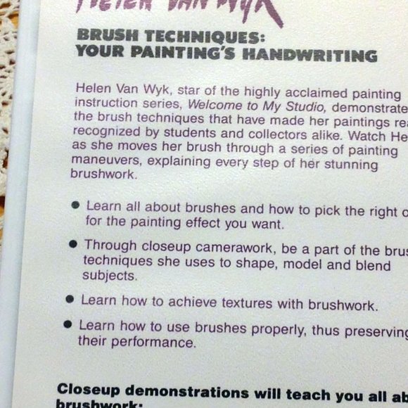 Helen Van Wyk Brush Techniques: Painting Instruction VHS - Picture 4 of 5